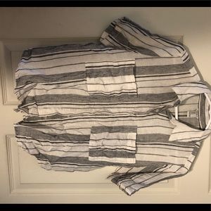 Button Up Grey & White Stripe Shirt